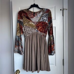 Voll Style Multicolor Long Sleeve Dress